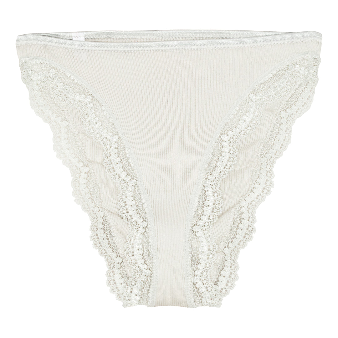 Trusser Cotton Lisle Rib Lace 3161 - Pearl Grey