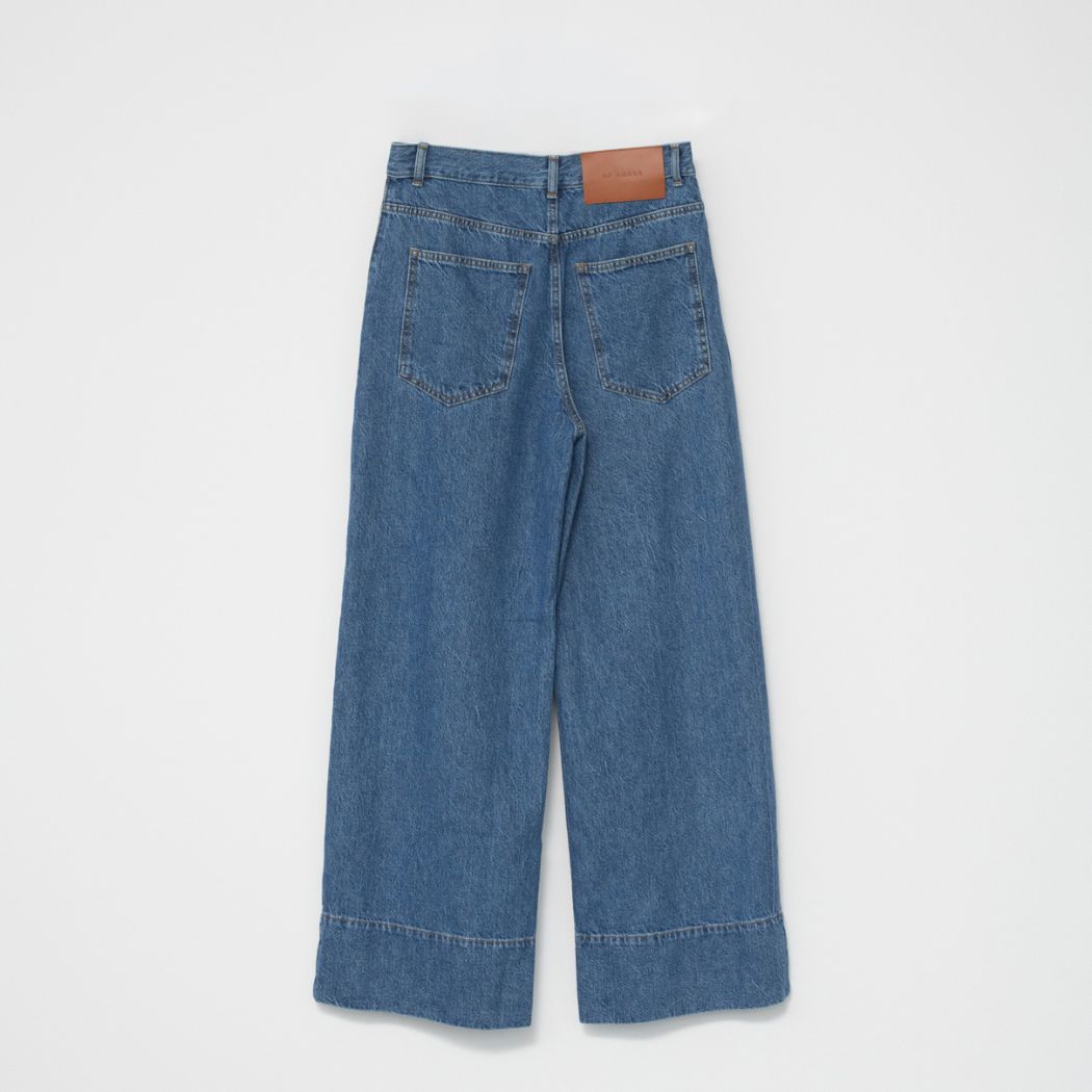 Hemp/cotton wide leg jeans - Washed Blue