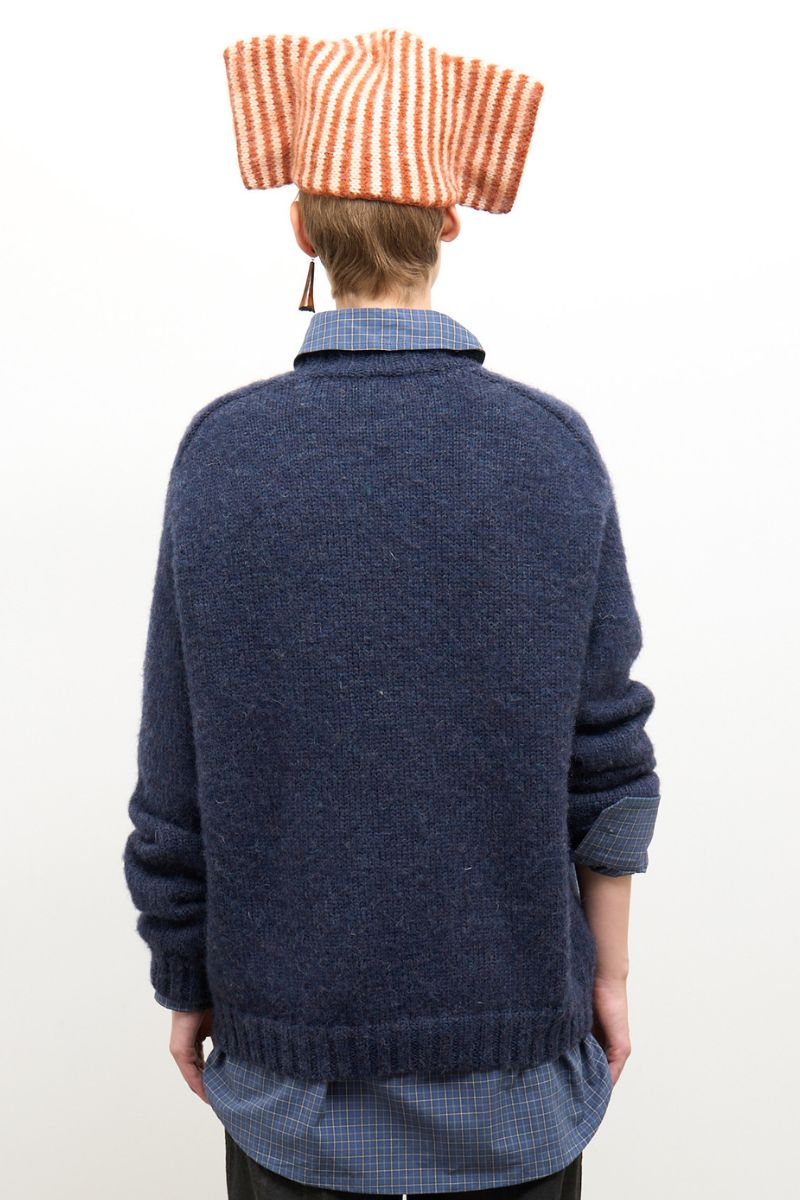 Brushed British Wool Horse Jumper - Denim/Apple