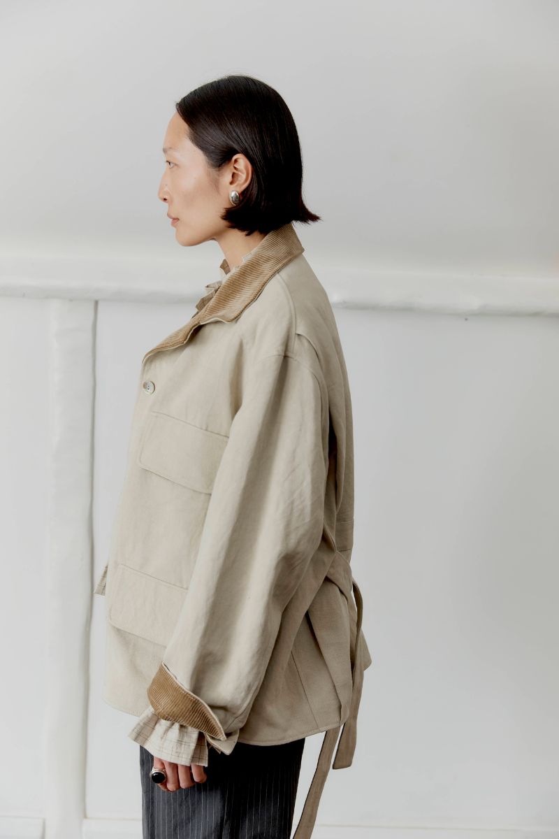 Japanese Drill / 8 Wale Cord Hunter Jacket - Natural/Biscuit