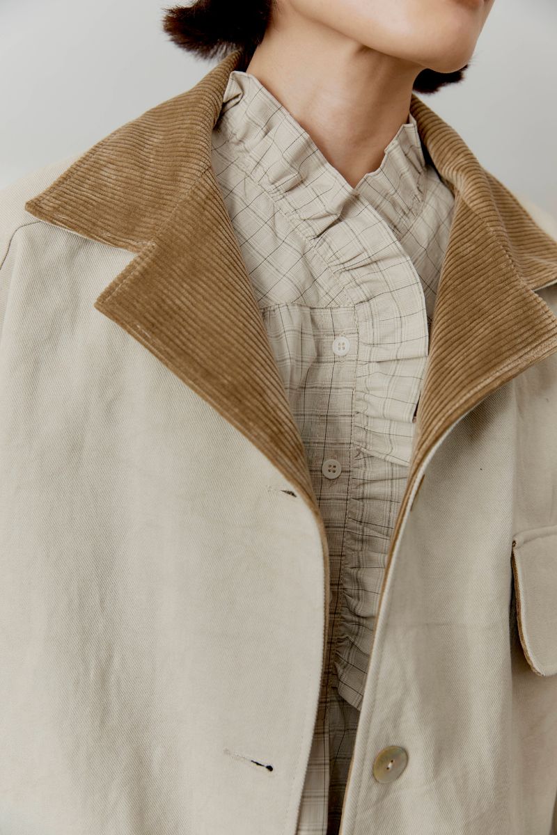 Japanese Drill / 8 Wale Cord Hunter Jacket - Natural/Biscuit