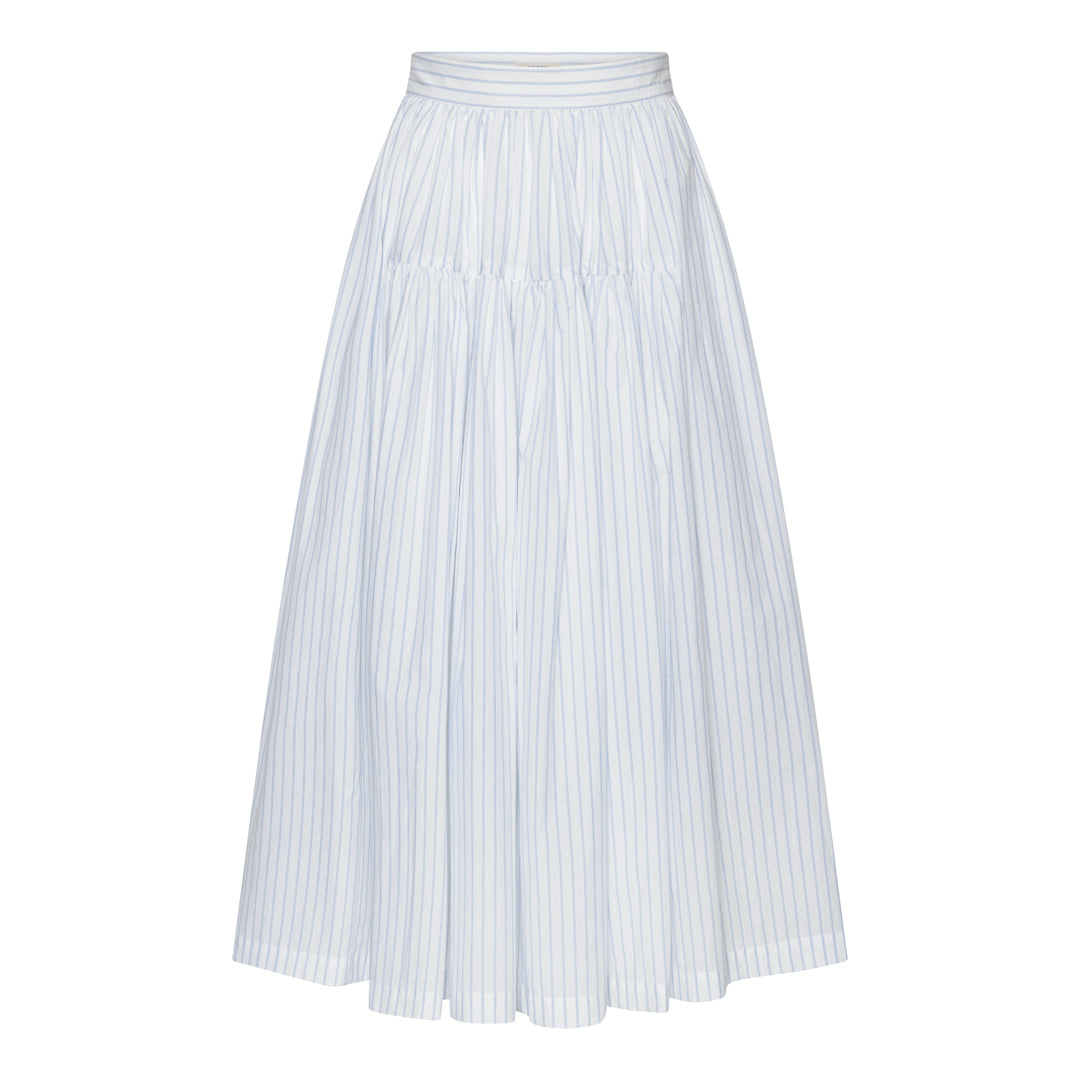 Japanese Organic Cotton Panel Skirt - White Stripe