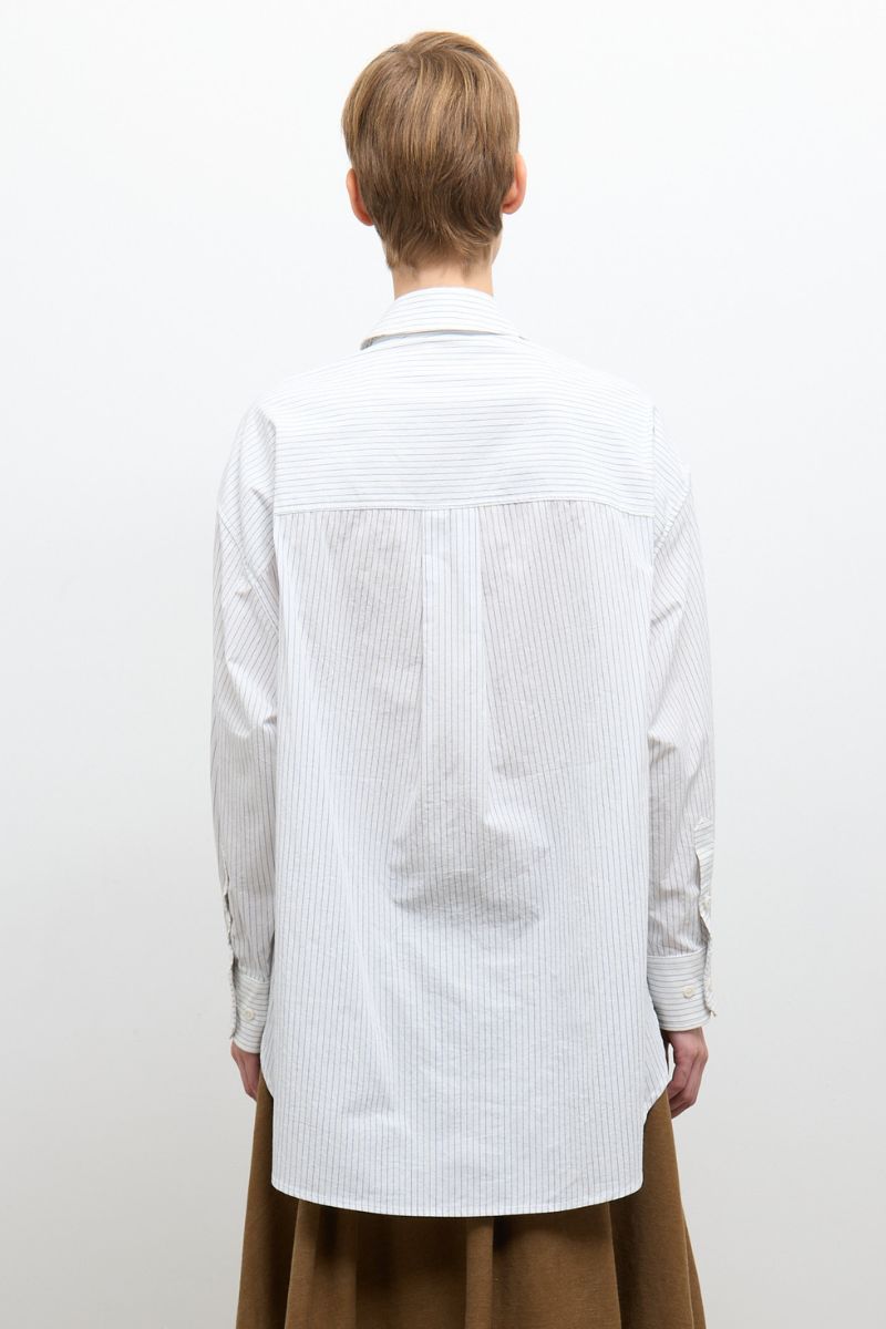 Japanese Organic Cotton Phoebe Shirt - Blue/White Stripe