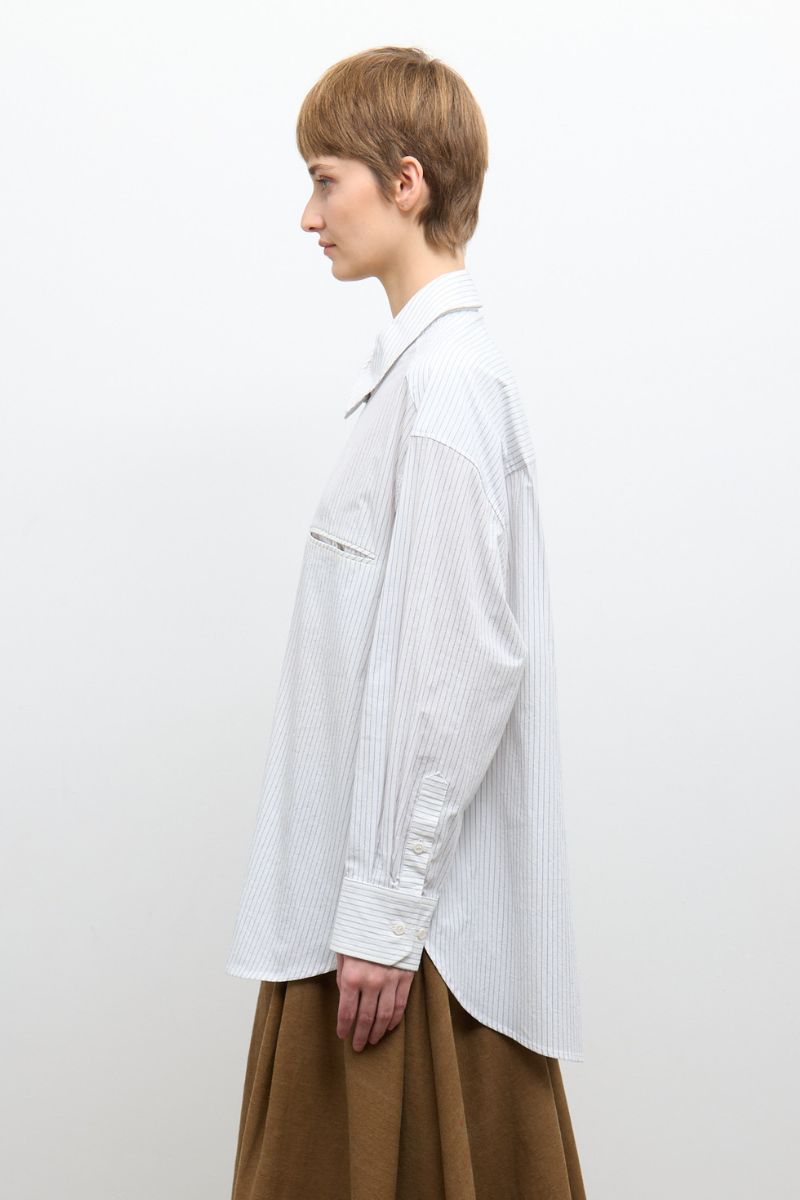 Japanese Organic Cotton Phoebe Shirt - Blue/White Stripe