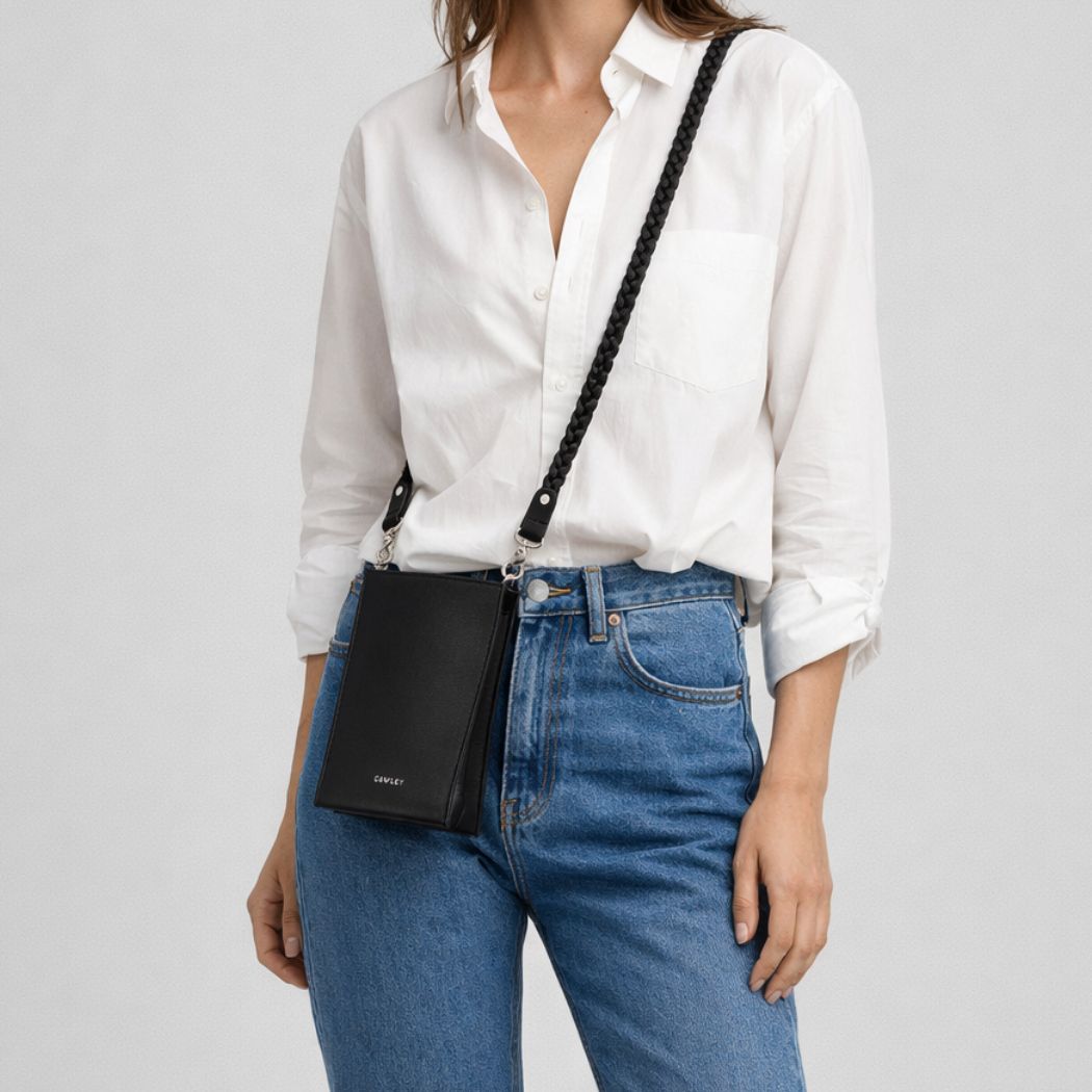 Leather Phone Bag - Black