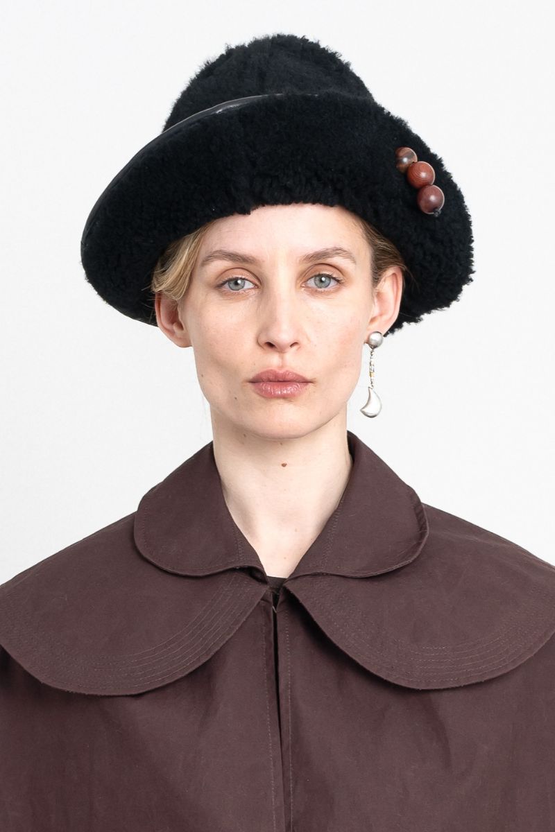 Sheepskin Sun Hat - Black