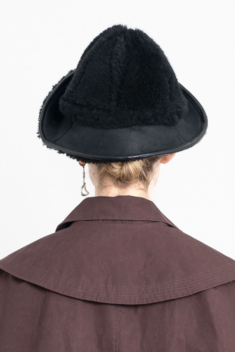 Sheepskin Sun Hat - Black