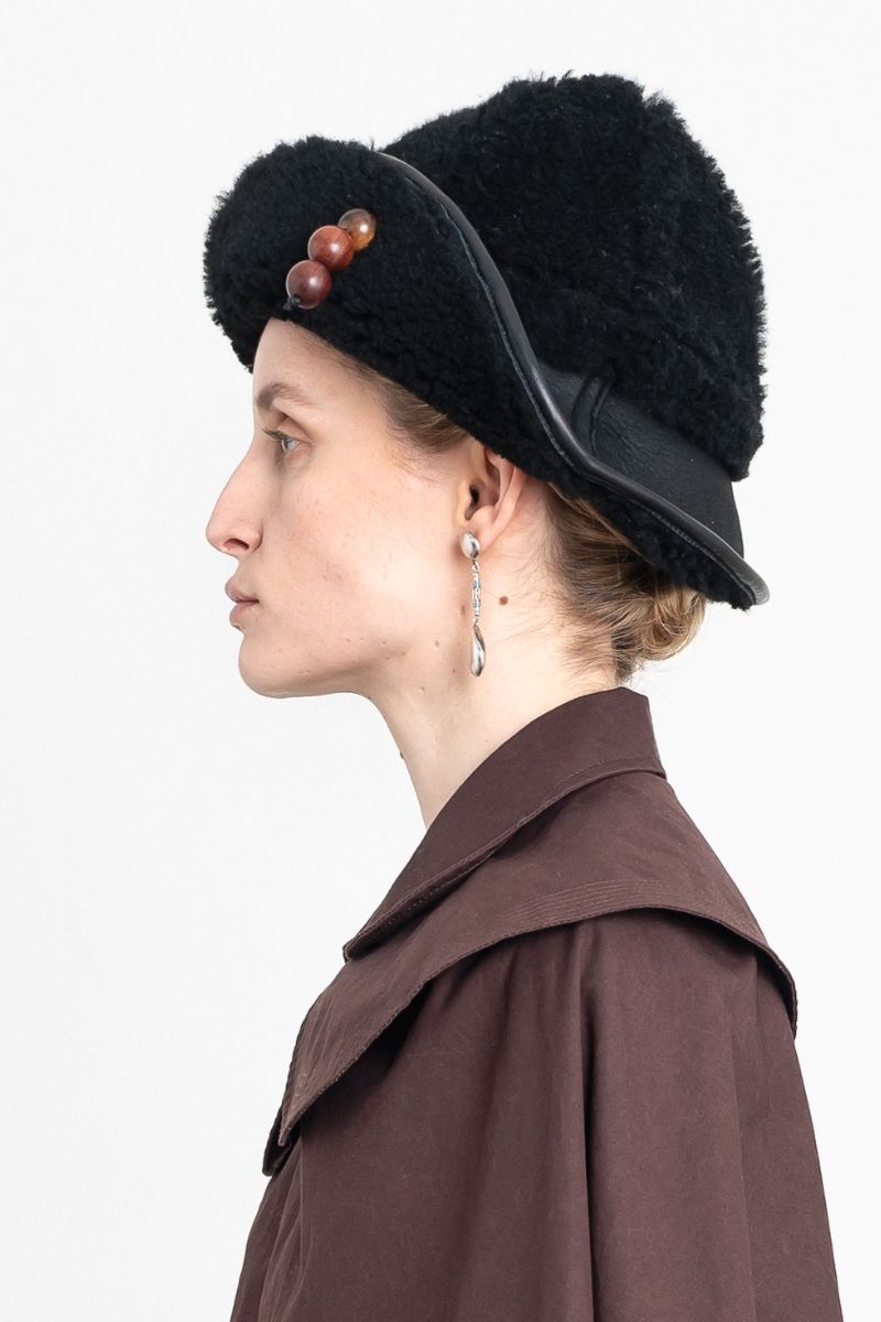Sheepskin Sun Hat - Black