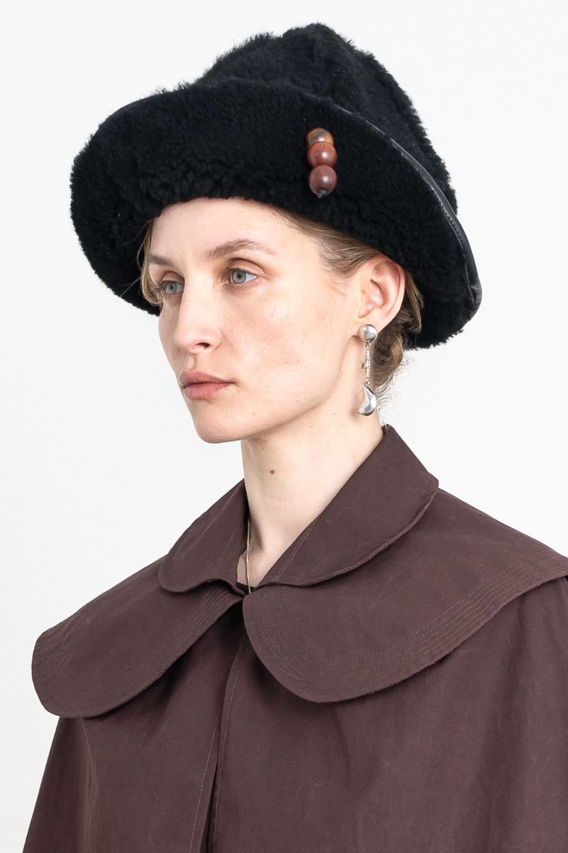 Sheepskin Sun Hat - Black