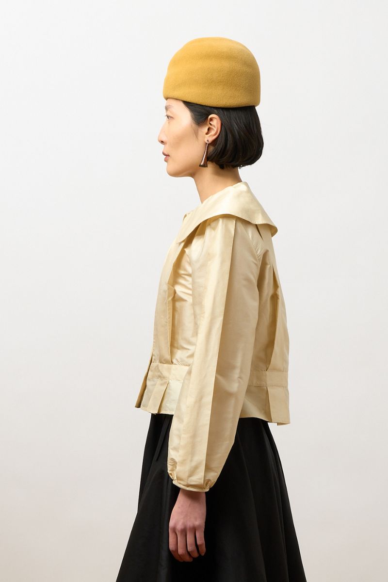 Silk Dupion Box Pleat Blouse - Ivory
