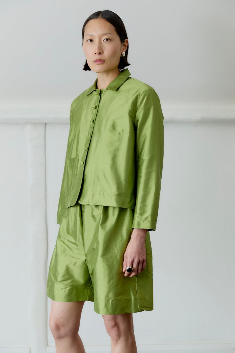 Silk Dupion Lillie Jacket - Apple