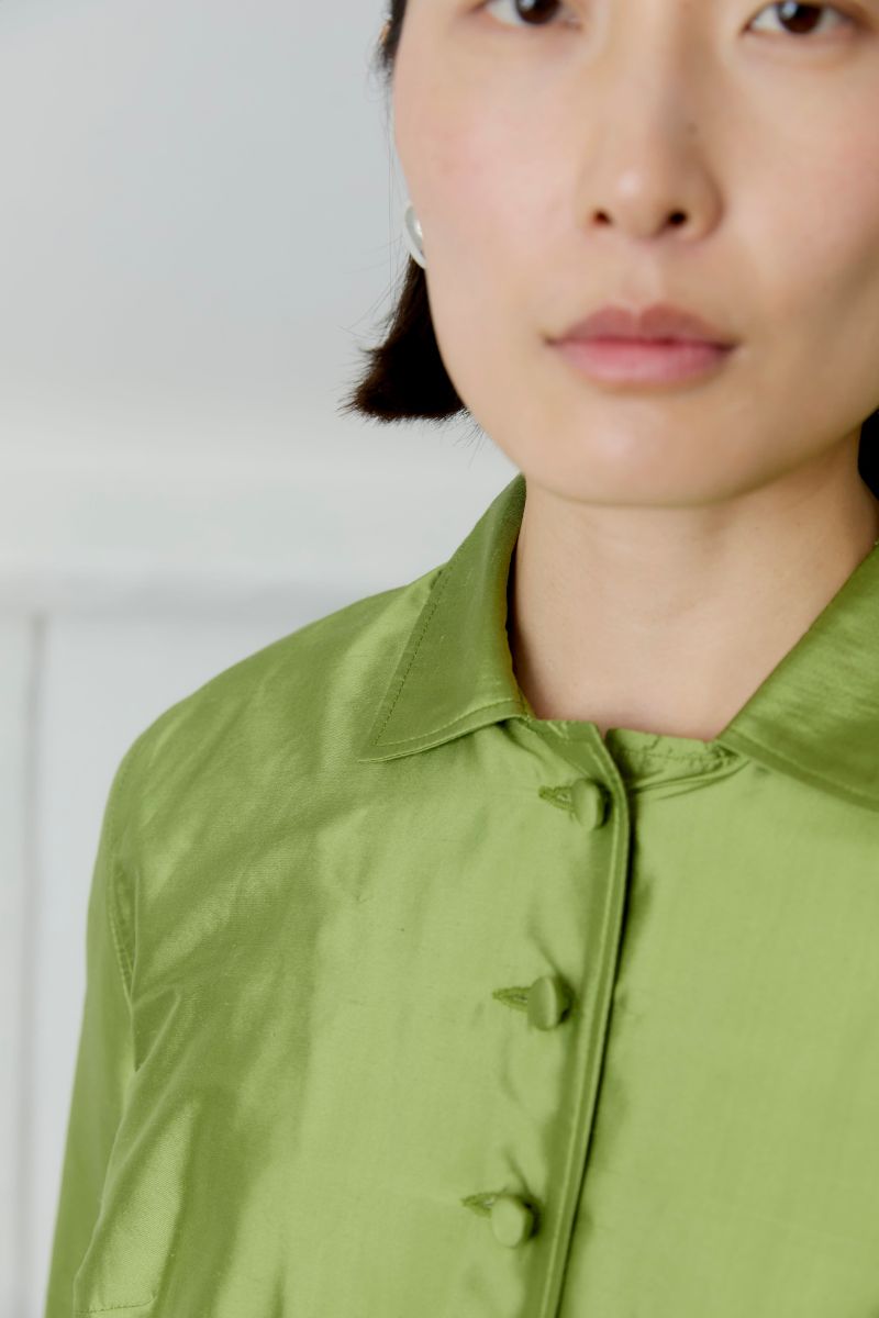 Silk Dupion Lillie Jacket - Apple