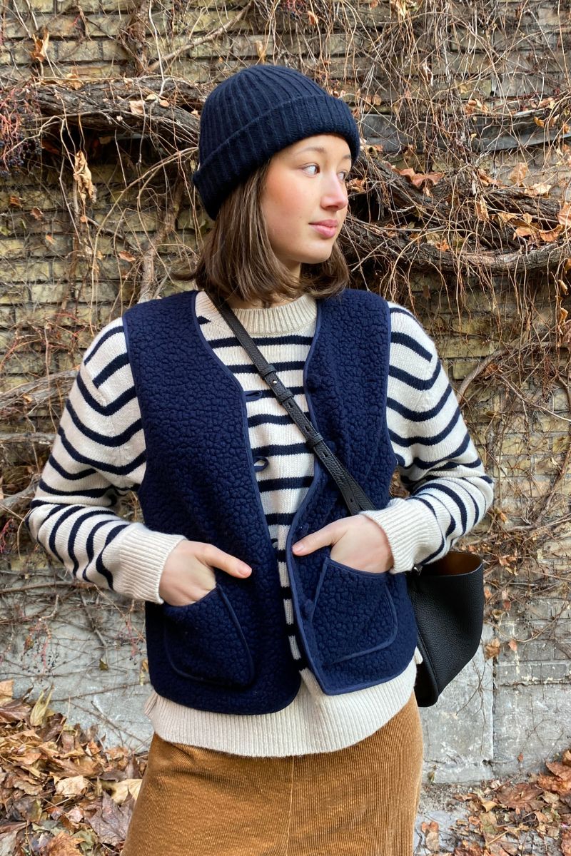 Katie Vest - Navy Blue felted thick wool