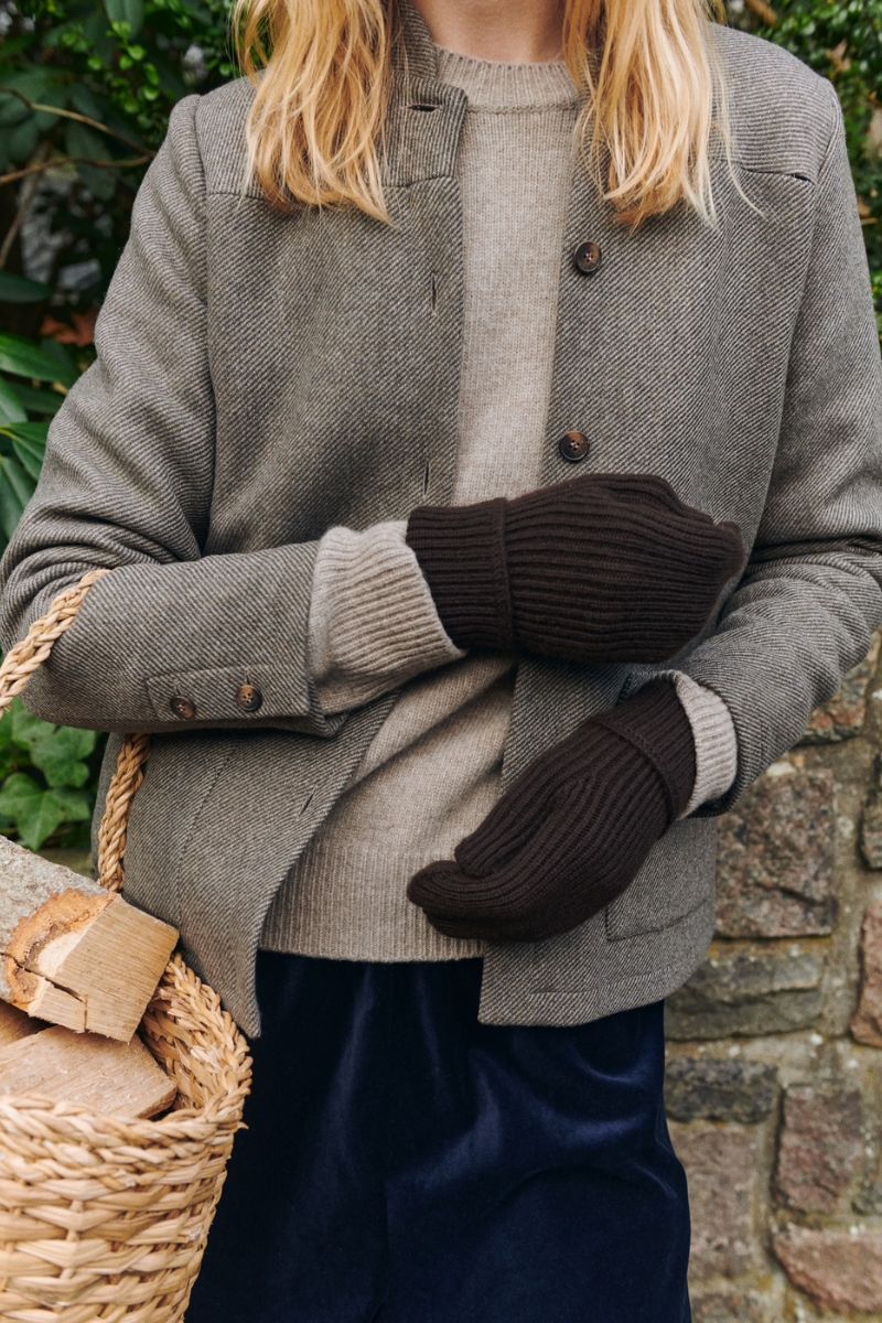 Margaret Jacket - Olive pin stripe heavy wool