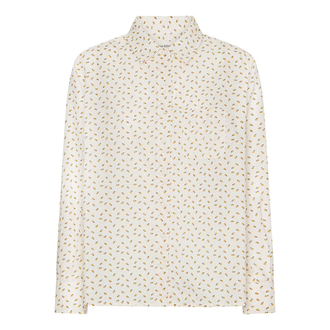 Sallie Shirt - Creme & Yellow Flower