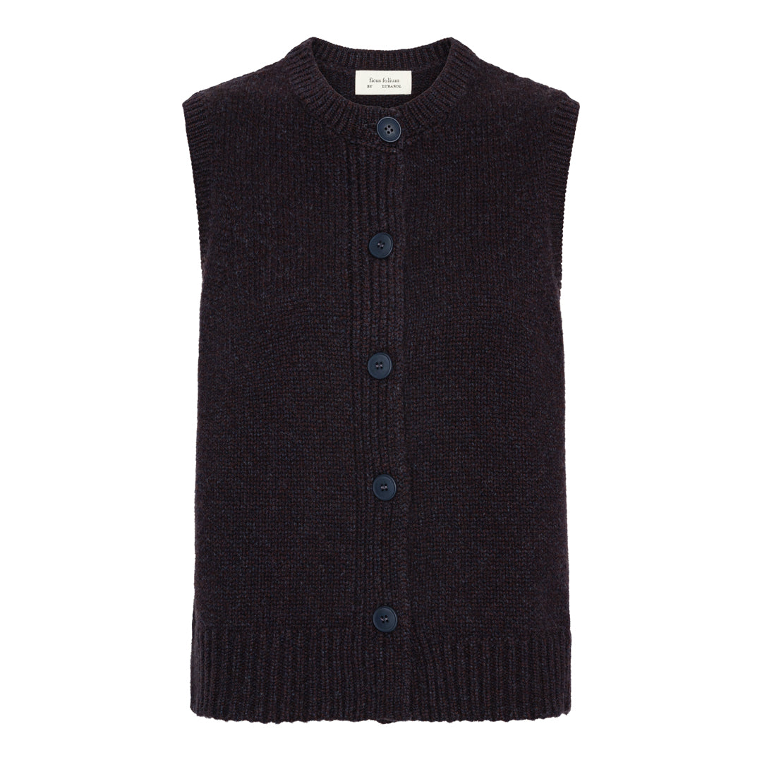 Ellen Strikvest - Navy/Brown Melange