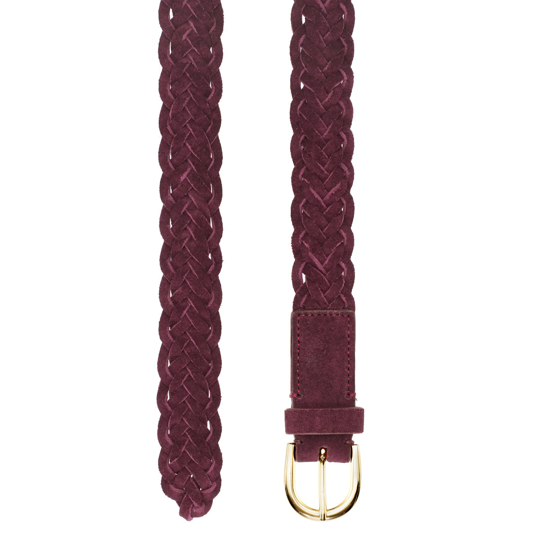 Flettet Ruskindsbælte - Aubergine