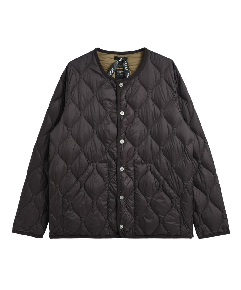 Military Crew Neck Down Jacket - Dark Chocolate