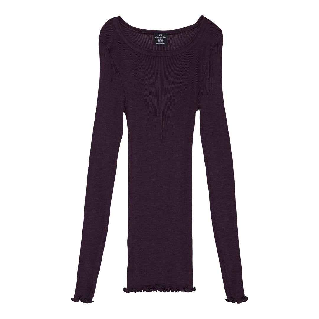 LS Wool Silk Rib Bluse 3446R - Barolo