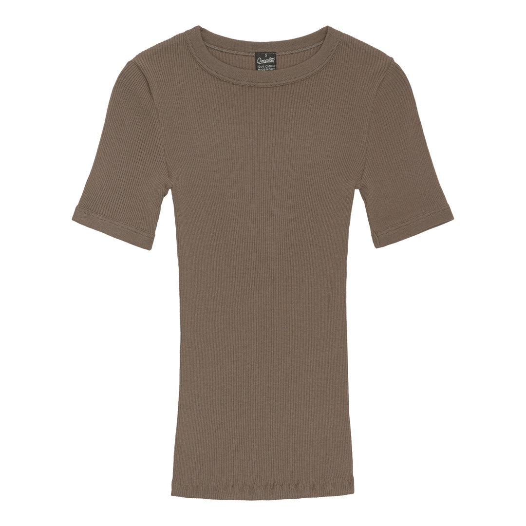 Roundneck T-Shirt 7159 - Ribbed Cotton - Brownie