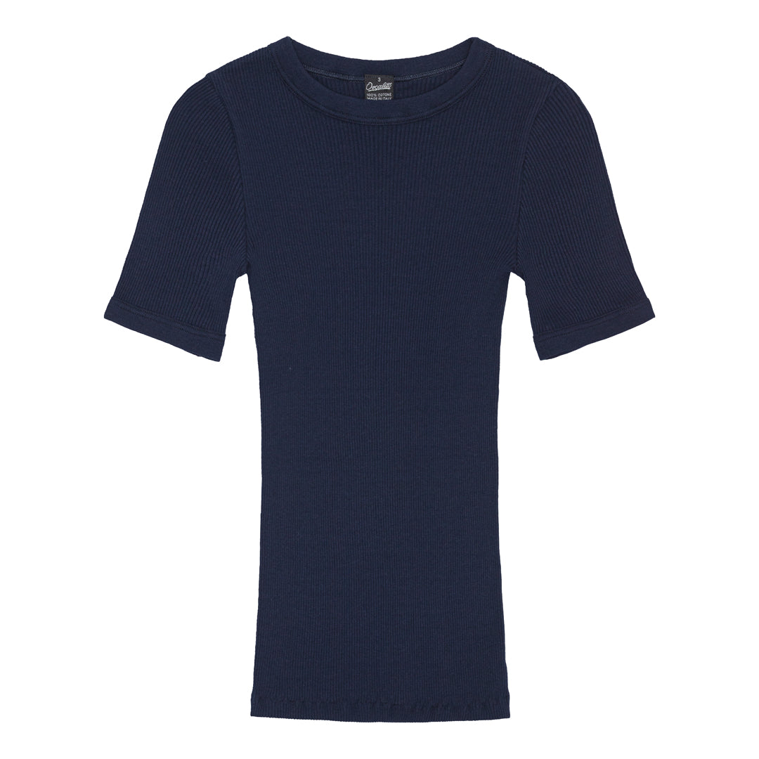 Roundneck T-Shirt 7159 - Ribbed Cotton - Deep Blue
