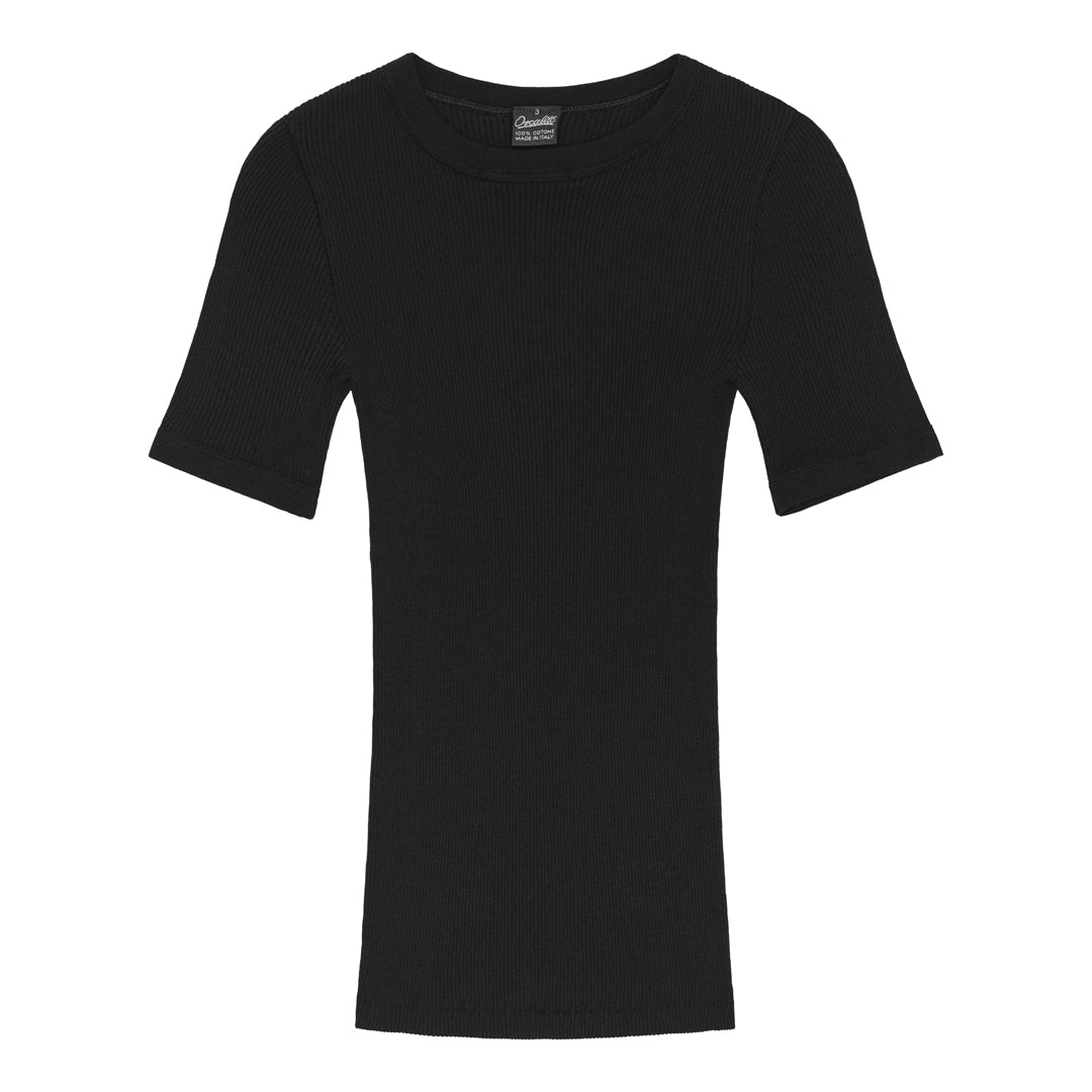 Roundneck T-Shirt 7159 - Ribbed Cotton - Black