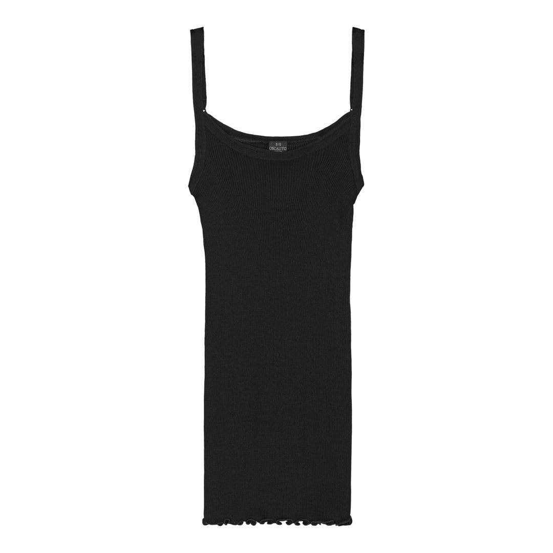 Wool Silk Rib Undershirt 3440R - Black