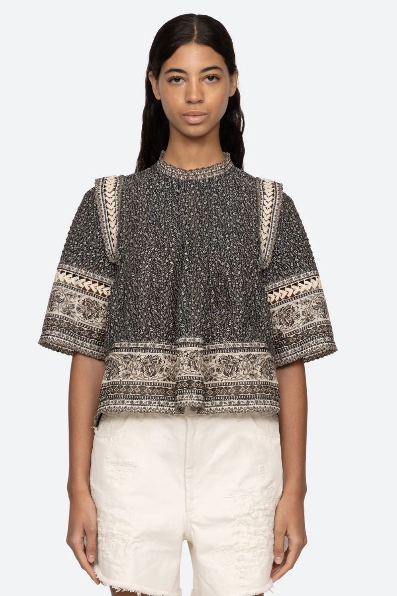 Palma Print Short Sleeve Top - Multi