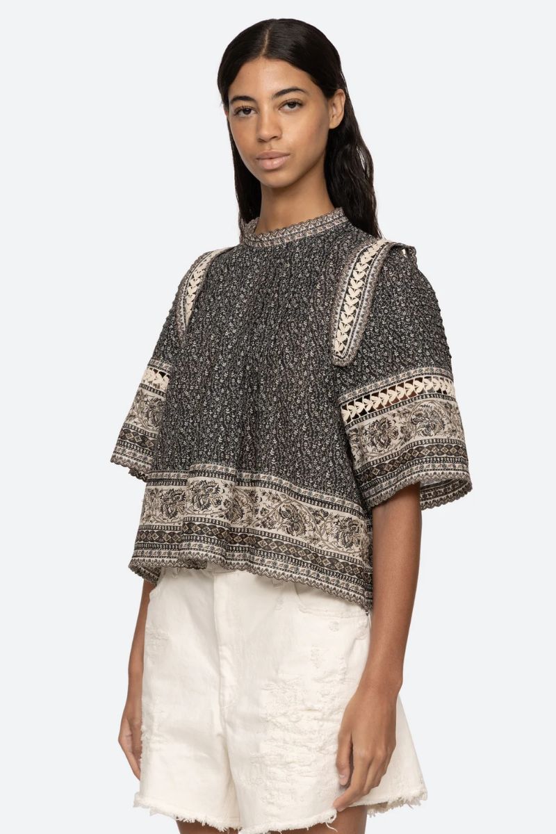 Palma Print Short Sleeve Top - Multi