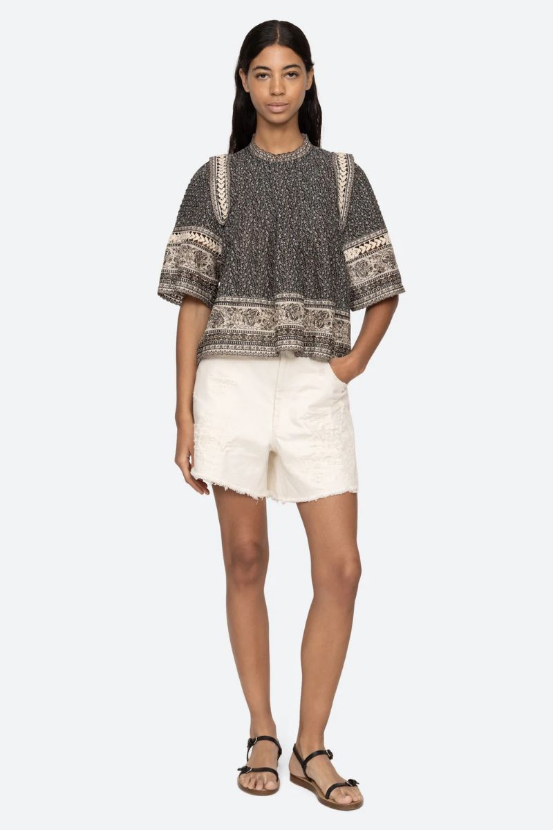 Palma Print Short Sleeve Top - Multi