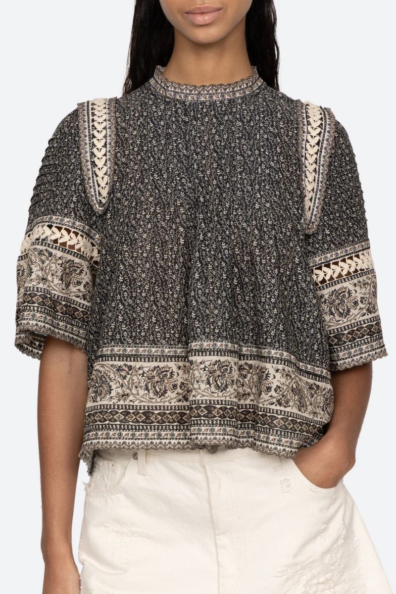 Palma Print Short Sleeve Top - Multi