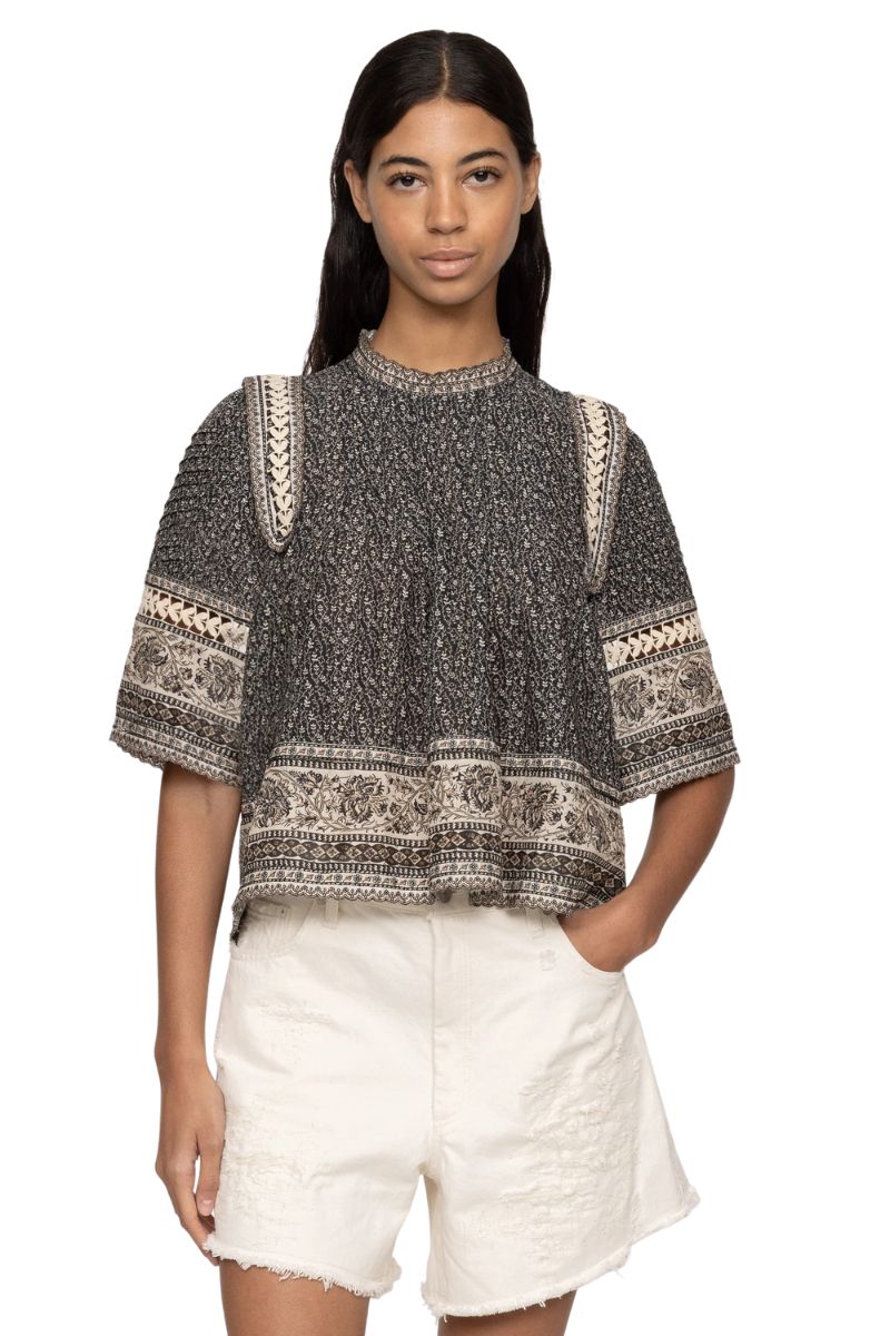 Palma Print Short Sleeve Top - Multi