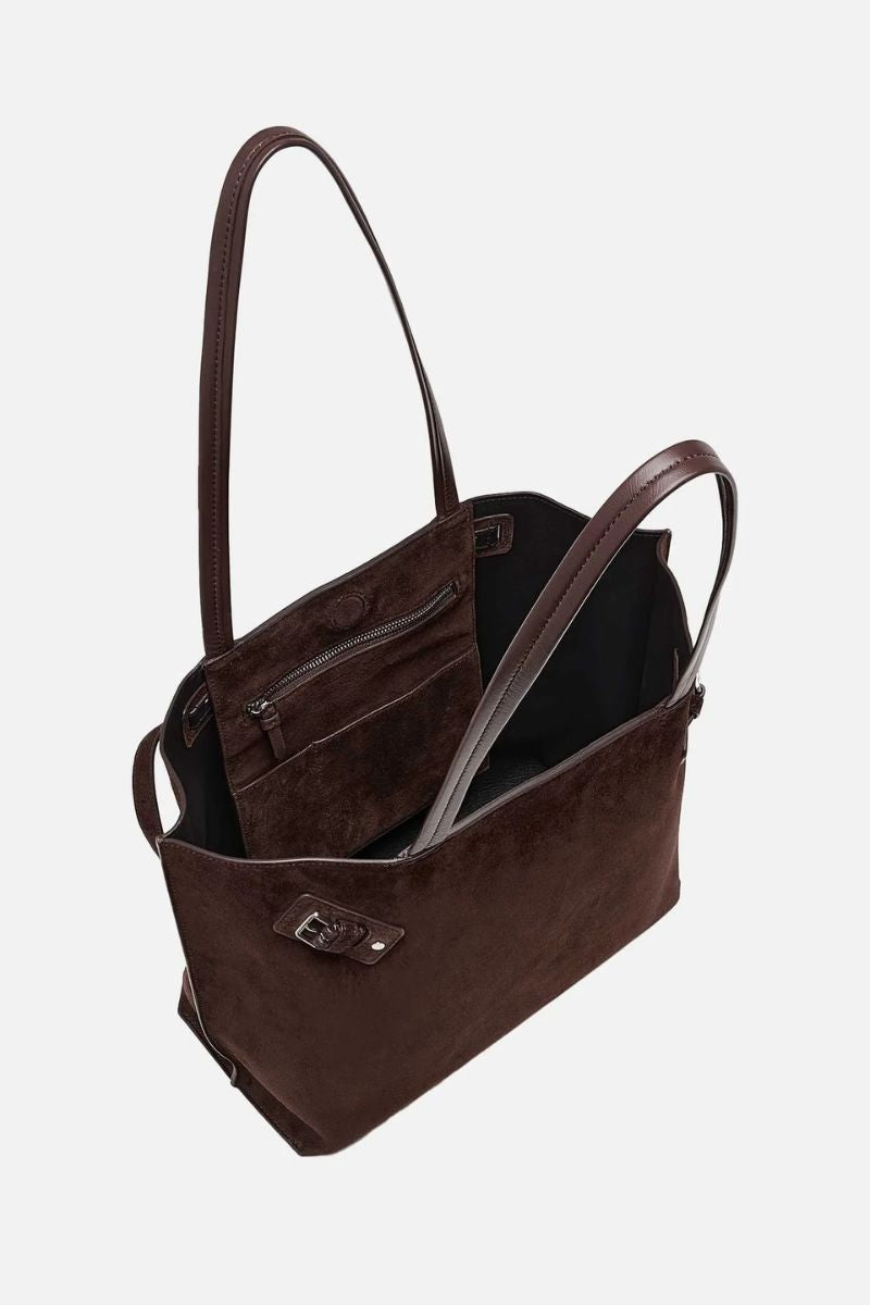 Days Tote in Soft Suede – Chocolate