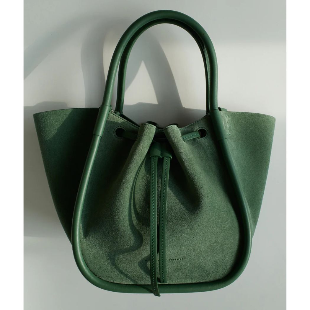 Small Ruched Tote in Soft Suede - Patina