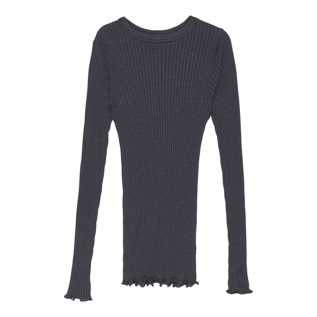 Wool Silk Bluse - 7496 - Storm