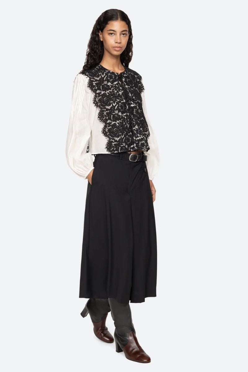 Adeline Wool Belted Culotte - Black