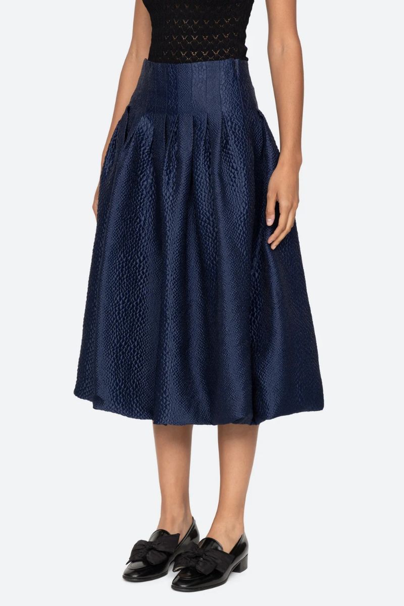 Fayetta Embossed Bubble Skirt - Navy
