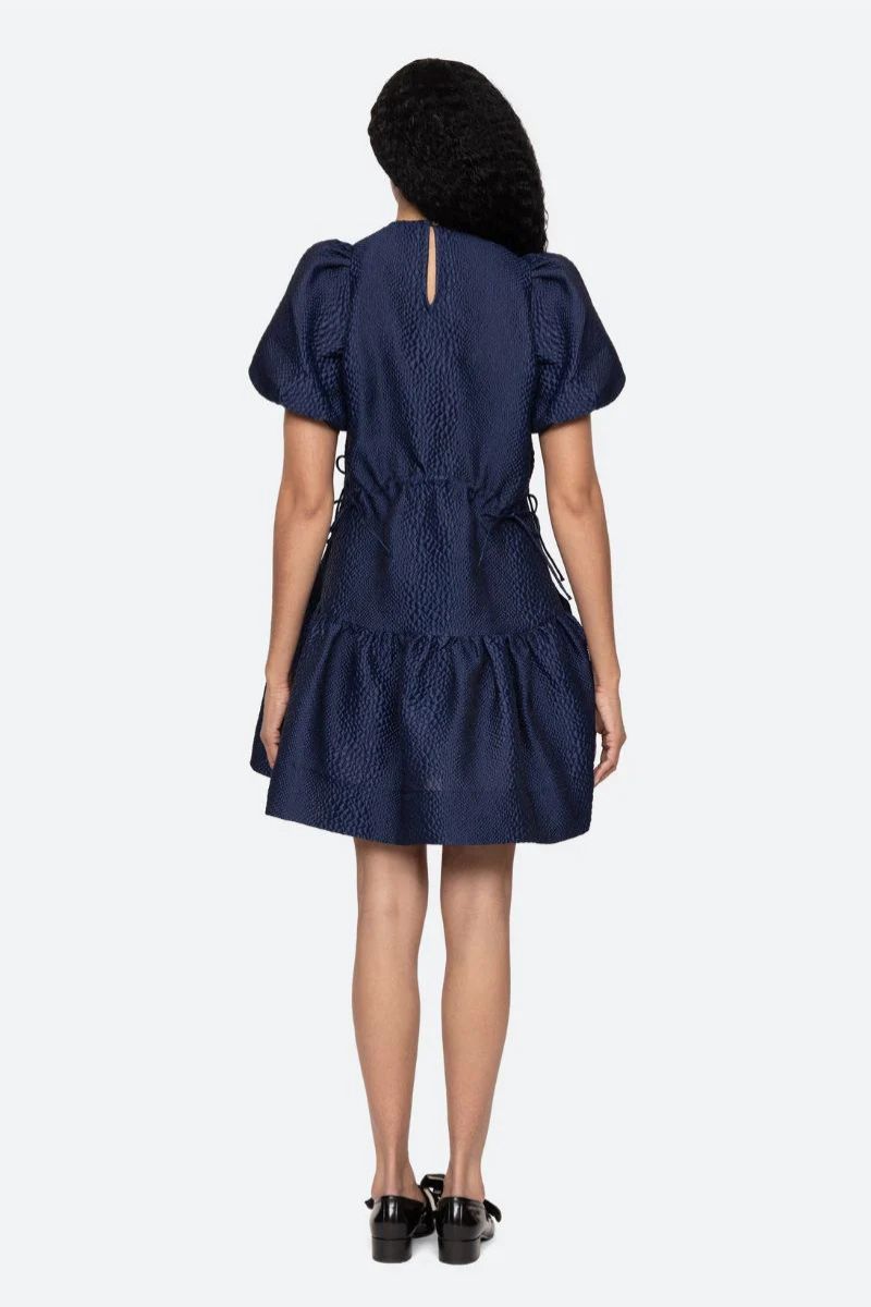 Fayetta Embossed Mini Dress - Navy