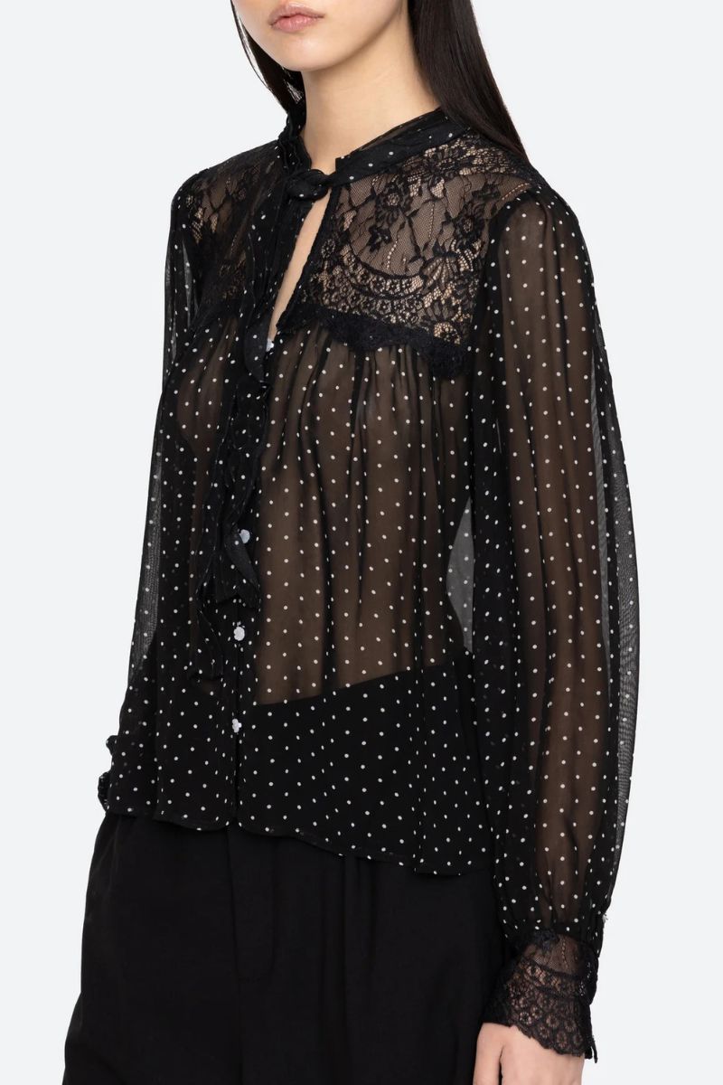 Melody Polka Dot Top - Black