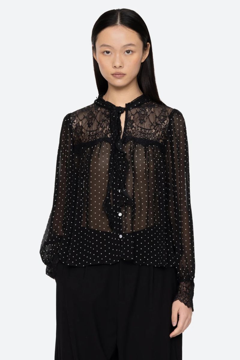 Melody Polka Dot Top - Black