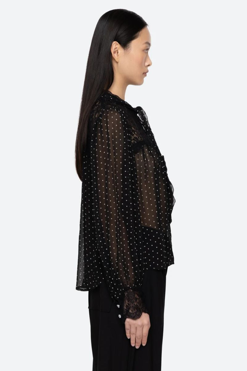 Melody Polka Dot Top - Black