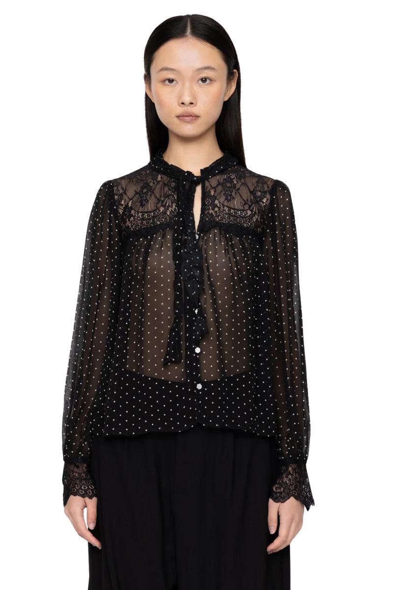 Melody Polka Dot Top - Black