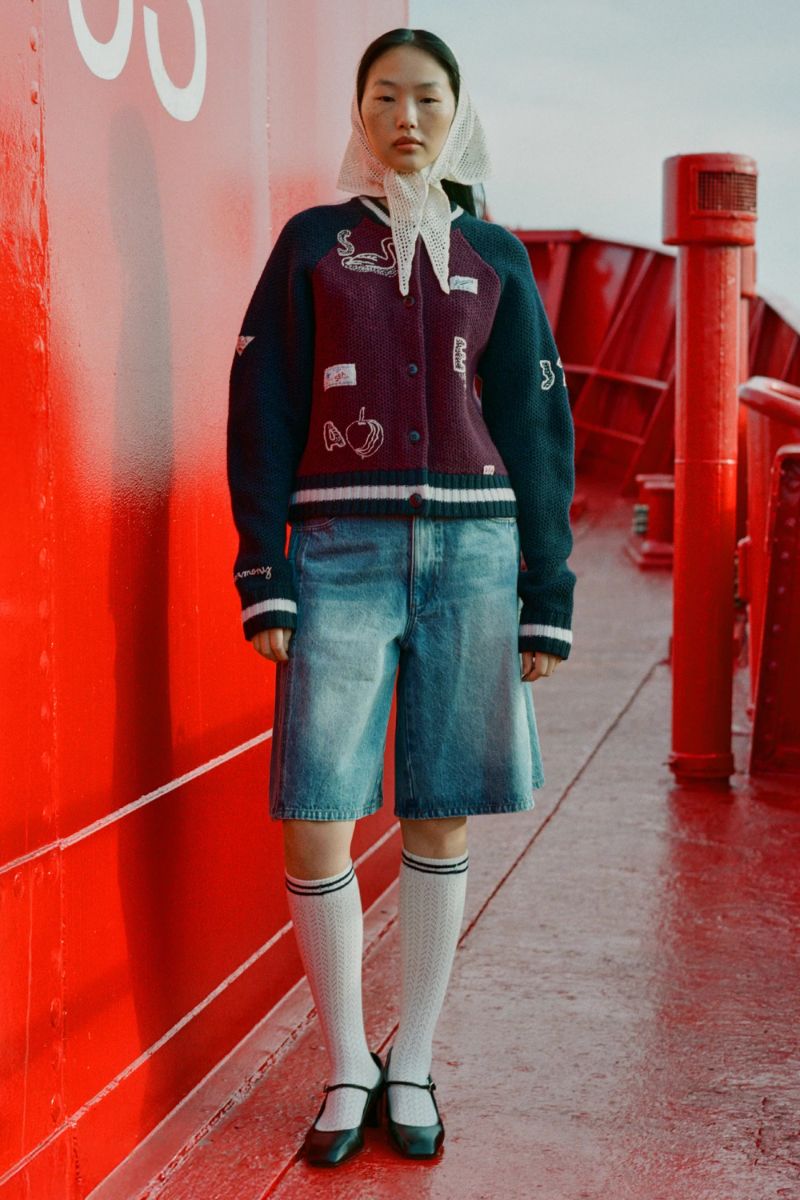 Spencer Mended Denim Bermuda Shorts - Blue