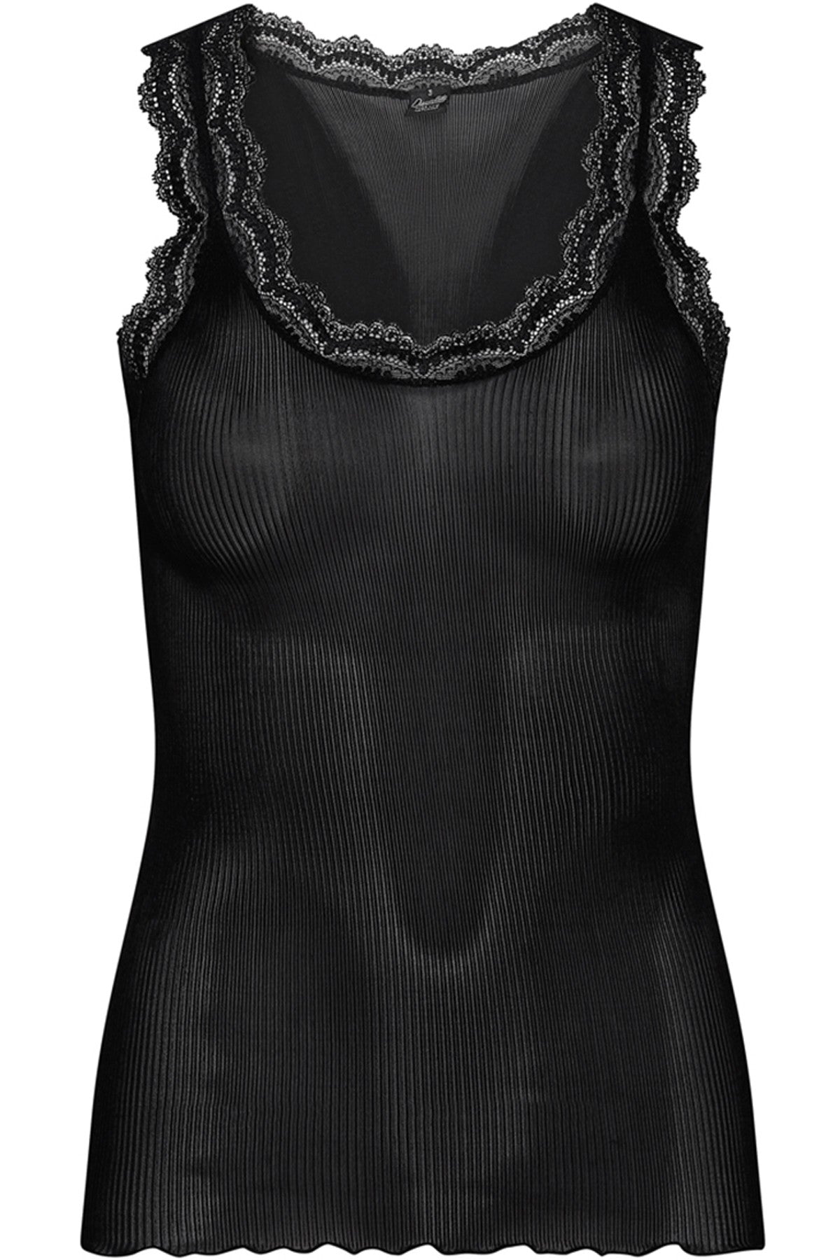 Silk Rib Tank Top - Sort