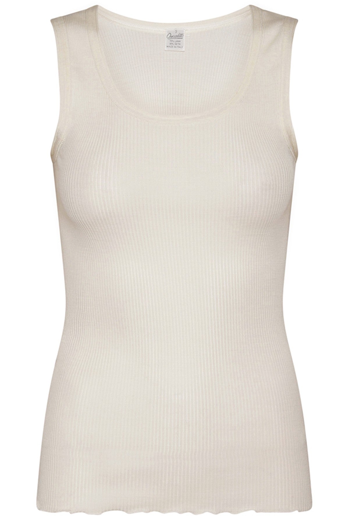 Wool Silk Rib Tank Top - Ivory