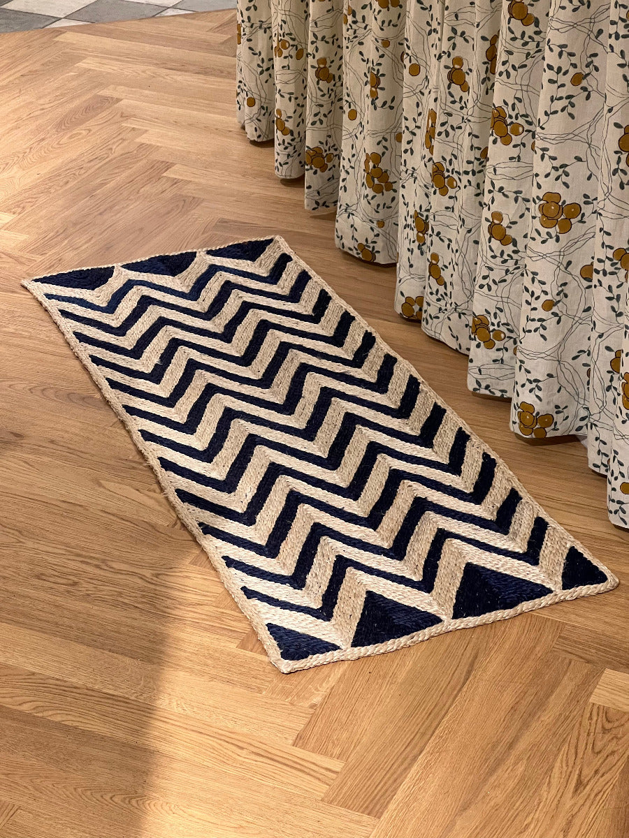 Zig-Zag Tæppe - Blå