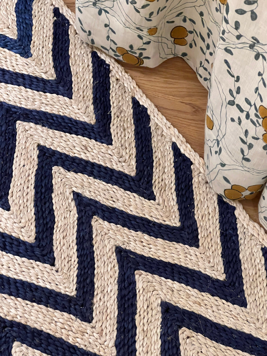 Zig-Zag Tæppe - Blå