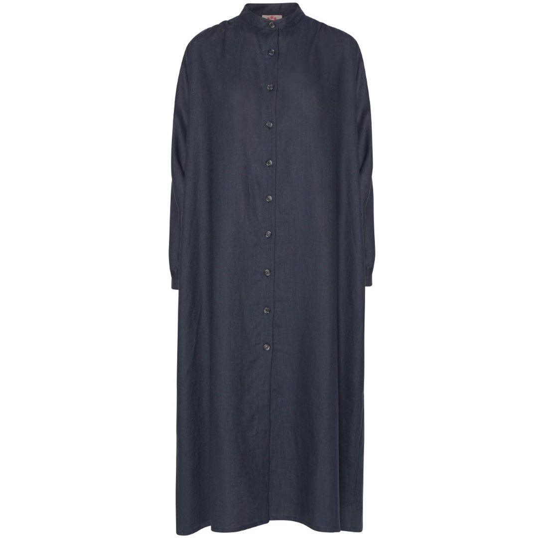 Long Sleeve Shirt Dress - Linen Navy 