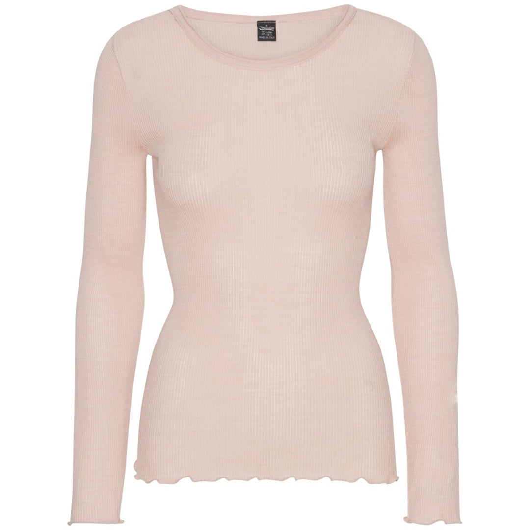 LS Wool Silk Rib Bluse 3446 - Powder Beige