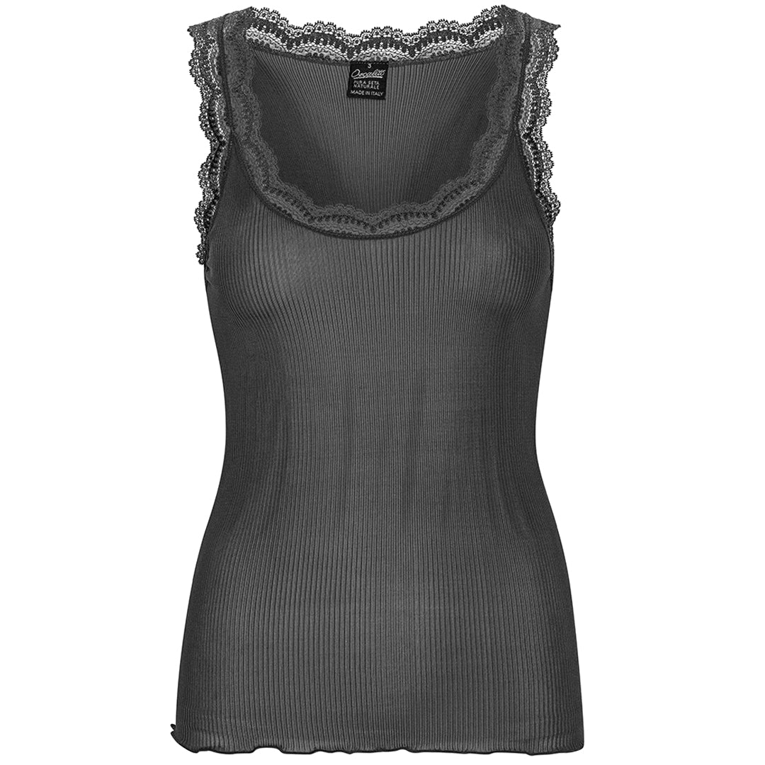 Silk Rib Tank Top - Smoke